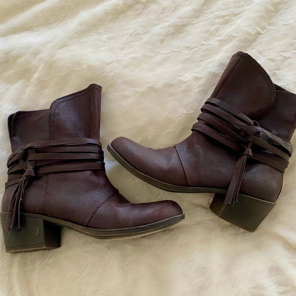 Covergirl womens Brown Ankle Boots with Wrap Tassel Detail